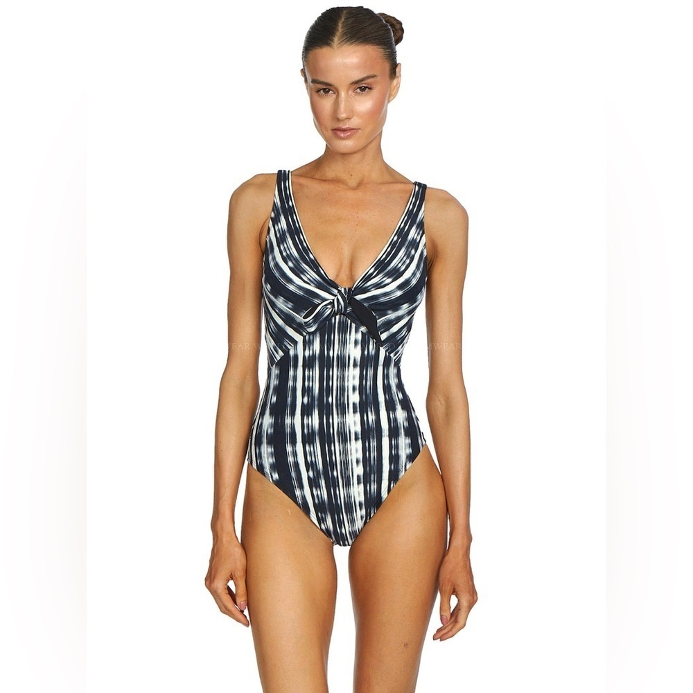 Robin Piccone New Dark Blue and Ivory Pattern Summer One Piece Swimsuit Size 6